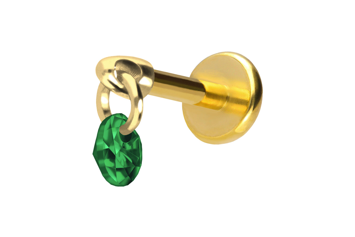 Titan Labret Piercing mit Push Fit RUNDER KRISTALL